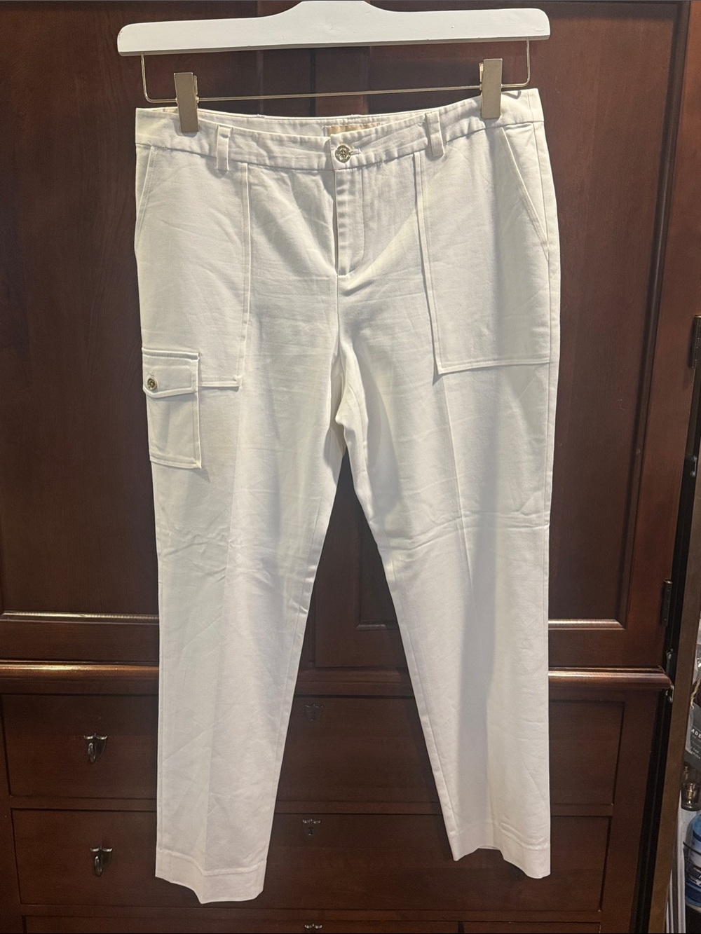 Michael Kors White Straight-Leg Cargo Pants